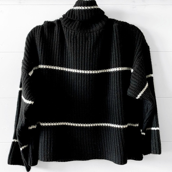 Roll Neck Stripped Drop Shoulder Sweater - Picture 3 of 4